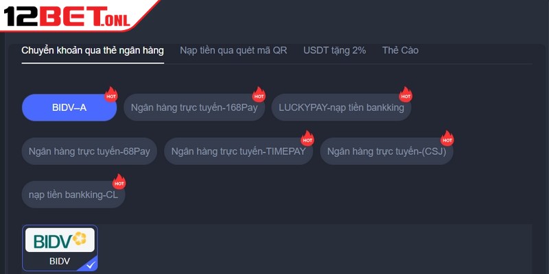 Đại Lý 12BET - Hướng Dẫn Thành Viên Hợp Tác Dễ Dàng 17 Thao tác nạp tiền 12BET đã được thiết kế tối giản, độc đáo